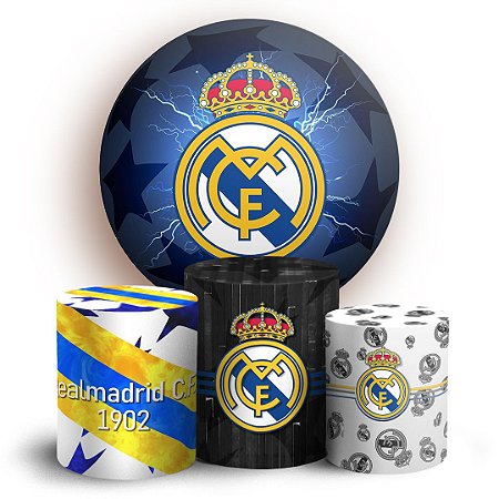 Capas Painel Redondo e Trio Cilindro Sublimado - Real Madrid