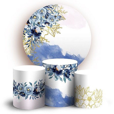 Capas Painel Redondo e Trio Cilindro Sublimado - Floral