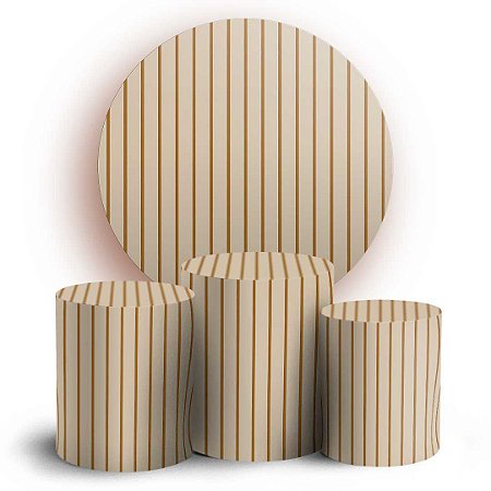 Capas Painel Redondo e Trio Cilindro Sublimado - Madeira Ripada