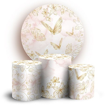 Capas Painel Redondo e Trio Cilindro Sublimado - Floral
