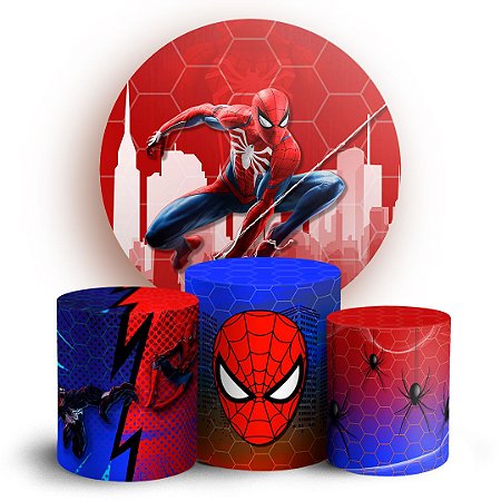 Capas Painel Redondo e Trio Cilindro Sublimado - Homem Aranha