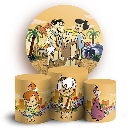 Capas Painel Redondo e Trio Cilindro Sublimado - Flintstones