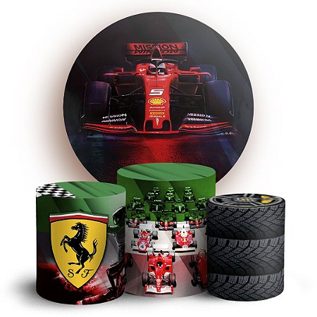 Capas Painel Redondo e Trio Cilindro Sublimado - Formula 1 Ferrari