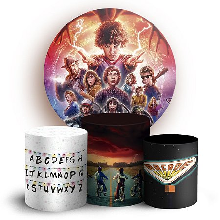 Capas Painel Redondo e Trio Cilindro Sublimado - Stranger Things
