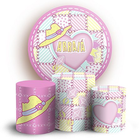 Capas Painel Redondo e Trio Cilindro Sublimado - Festa Junina