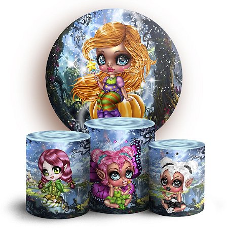 Capas Painel Redondo e Trio Cilindro Sublimado - Fada