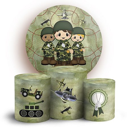 Capas Painel Redondo e Trio Cilindro Sublimado - Exército