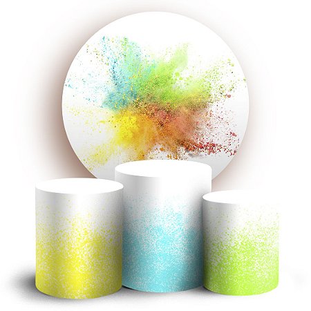Capas Painel Redondo e Trio Cilindro Sublimado - Explosão de Pó Colorido