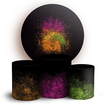 Capas Painel Redondo e Trio Cilindro Sublimado - Explosão de Pó Colorido