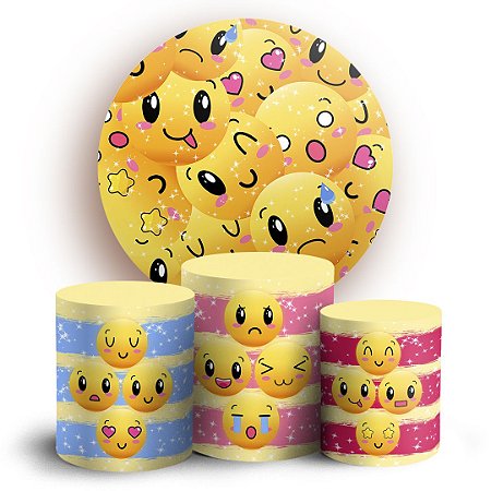 Capas Painel Redondo e Trio Cilindro Sublimado - Emojis