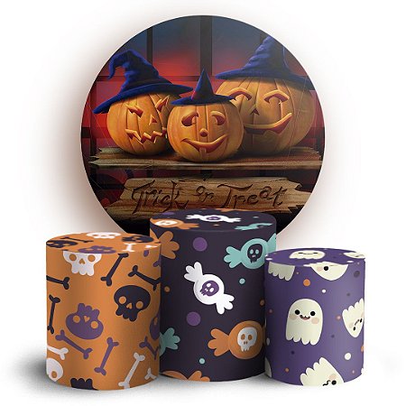 Capas Painel Redondo e Trio Cilindro Sublimado - Hallorween