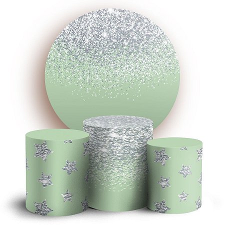 Capas Painel Redondo e Trio Cilindro Sublimado - Glitter