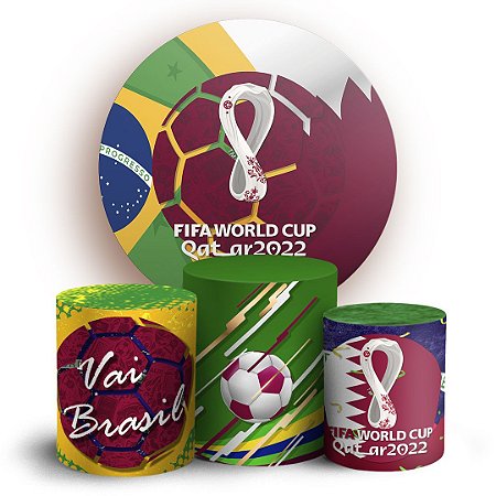 Capas Painel Redondo e Trio Cilindro Sublimado - Copa Qatar
