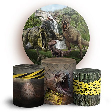 Capas Painel Redondo e Trio Cilindro Sublimado - Dinossauro