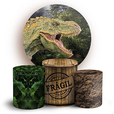 Capas Painel Redondo e Trio Cilindro Sublimado - Dinossauro