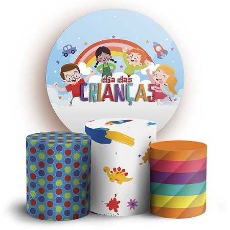 Capas Painel Redondo e Trio Cilindro Sublimado - Dia das crianças