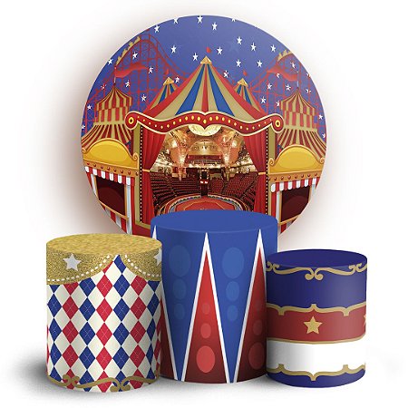 Capas Painel Redondo e Trio Cilindro Sublimado - Circo