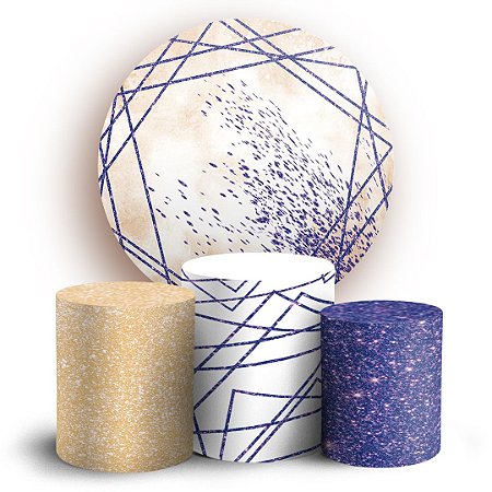 Capas Painel Redondo e Trio Cilindro Sublimado - Abstrato Glitter