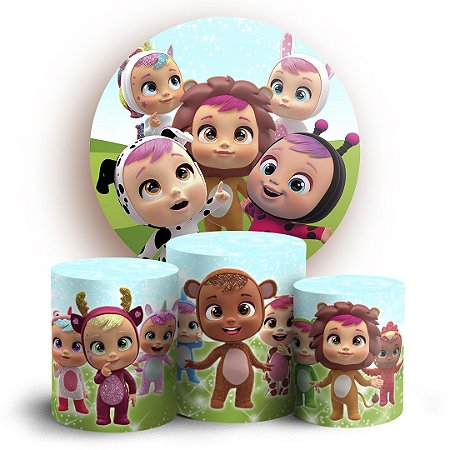 Capas Painel Redondo e Trio Cilindro Sublimado - Cry Babies Bebes llorones