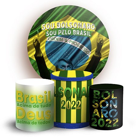 Capas Painel Redondo e Trio Cilindro Sublimado - Bolsonaro