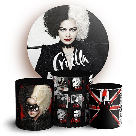 Capas Painel Redondo e Trio Cilindro Sublimado - Cruella