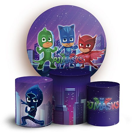 Capas Painel Redondo e Trio Cilindro Sublimado - PJ MASK
