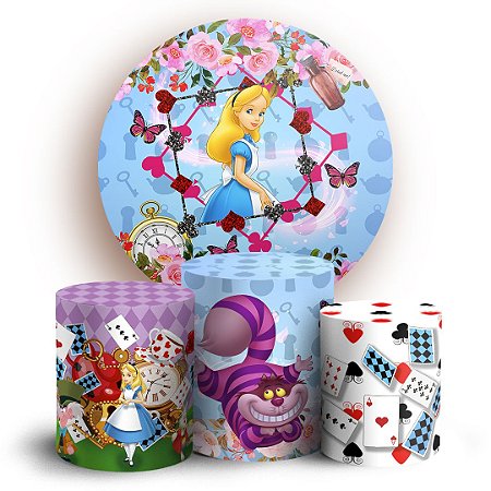 Capas Painel Redondo e Trio Cilindro Sublimado - Alice