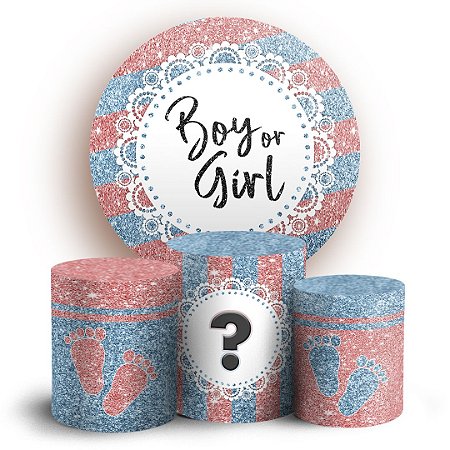 Capas Painel Redondo e Trio Cilindro Sublimado - Chá de Bebê