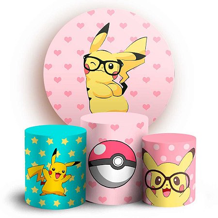 Capas Painel Redondo e Trio Cilindro Sublimado - Pokemon