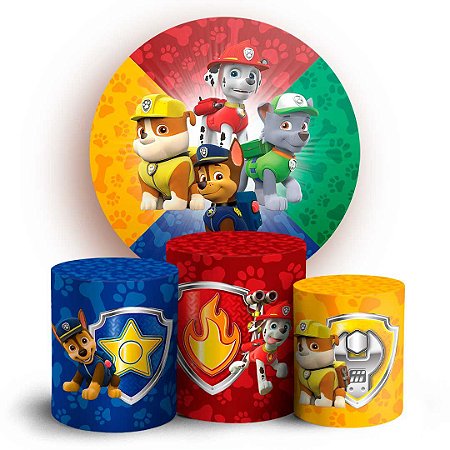 Capas Painel Redondo e Trio Cilindro Sublimado - Patrulha canina