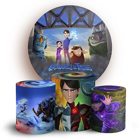 Capas Painel Redondo e Trio Cilindro Sublimado - Caçadores de Trolls