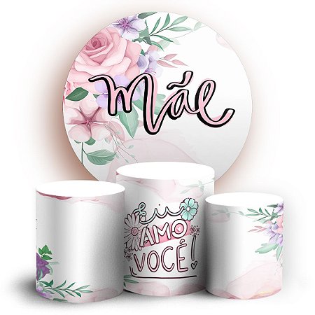 Capas Painel Redondo e Trio Cilindro Sublimado - Dia das Mães
