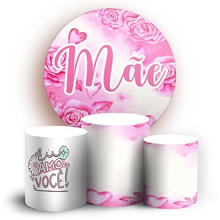 Capas Painel Redondo e Trio Cilindro Sublimado - Dia das Mães