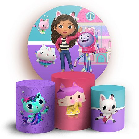 Capas Painel Redondo e Trio Cilindro Sublimado - Casa Magica da Gabby