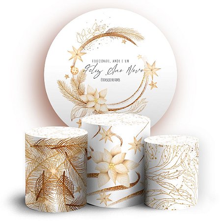 Capas Painel Redondo e Trio Cilindro Sublimado - Ano Novo