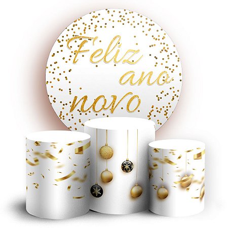 Capas Painel Redondo e Trio Cilindro Sublimado - Ano Novo