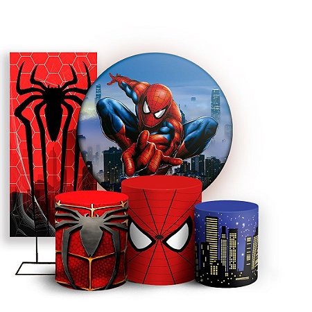 Capas Painel Redondo Trio Cilindro e Faixa Lateral Sublimado - Homem-Aranha