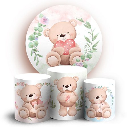 Capas Painel Redondo e Trio Cilindro Sublimado - Ursinhos