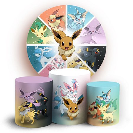 Capas Painel Redondo e Trio Cilindro Sublimado - Pokemon