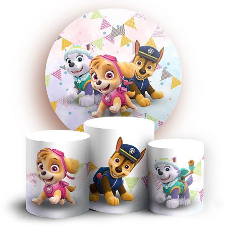 Capas Painel Redondo e Trio Cilindro Sublimado - Patrulha Canina