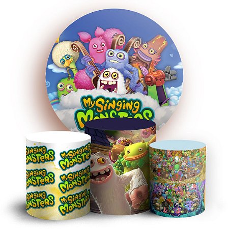 Capas Painel Redondo e Trio Cilindro Sublimado - My Singing Monster