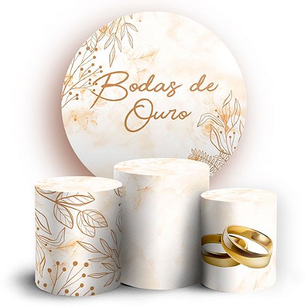 Capas Painel Redondo e Trio Cilindro Sublimado - Bodas de Ouro