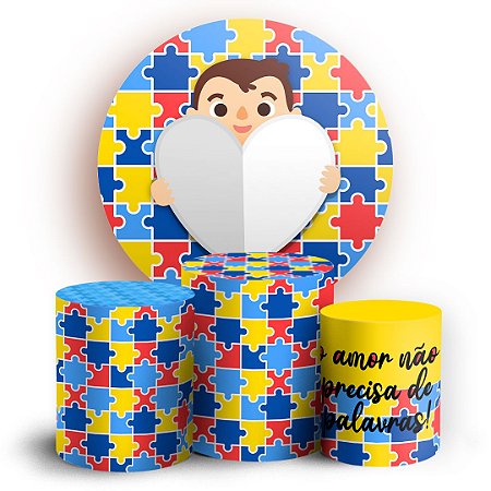 Capas Painel Redondo e Trio Cilindro Sublimado - Autismo
