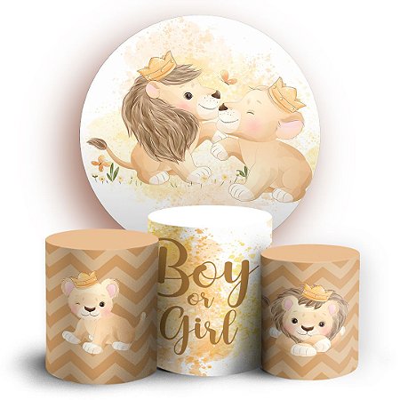 Capas Painel Redondo e Trio Cilindro Sublimado - Leãozinho