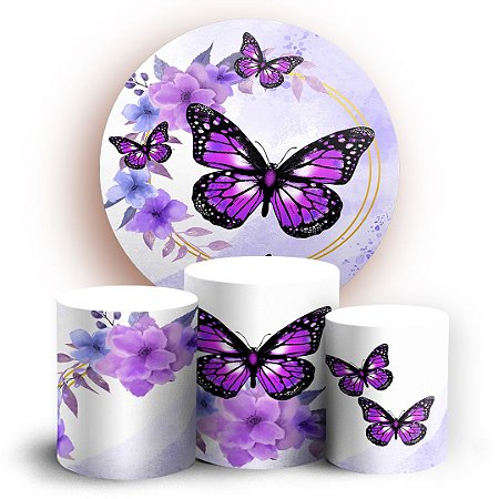 Capas Painel Redondo e Trio Cilindro Sublimado - Borboletas