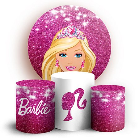 Capas Painel Redondo e Trio Cilindro Sublimado - Barbie