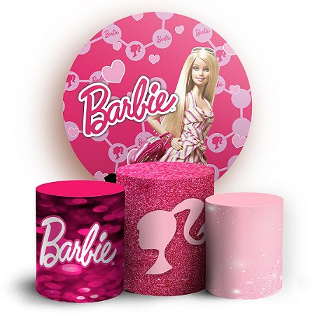 Capas Painel Redondo e Trio Cilindro Sublimado - Barbie