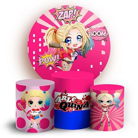 Capas Painel Redondo e Trio Cilindro Sublimado - Arlequina