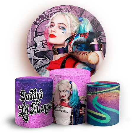 Capas Painel Redondo e Trio Cilindro Sublimado - Arlequina