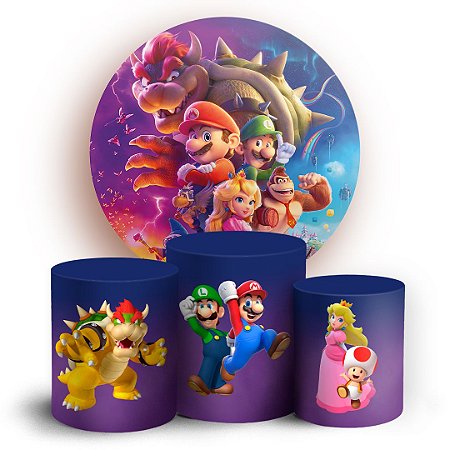 Capas Painel Redondo e Trio Cilindro Sublimado - Super Mario Bros